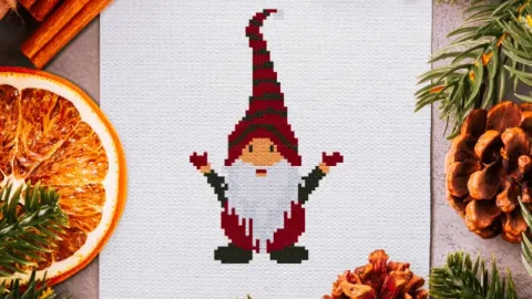 embroidered cute elf cross stitch