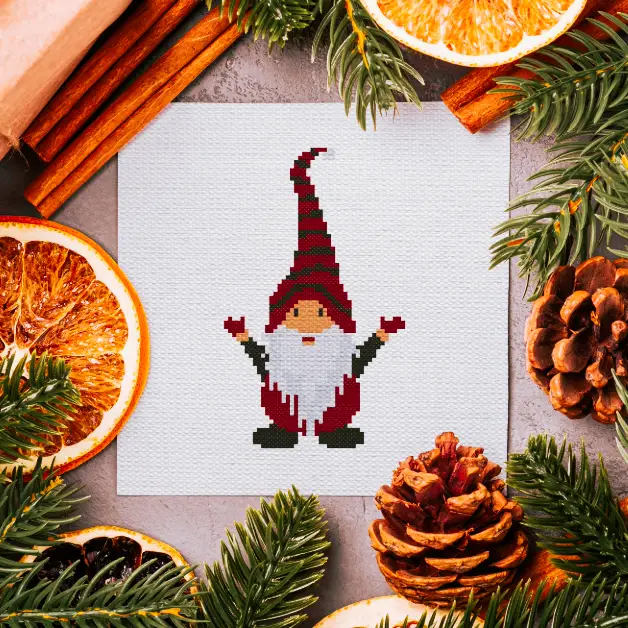 embroidered cute elf cross stitch