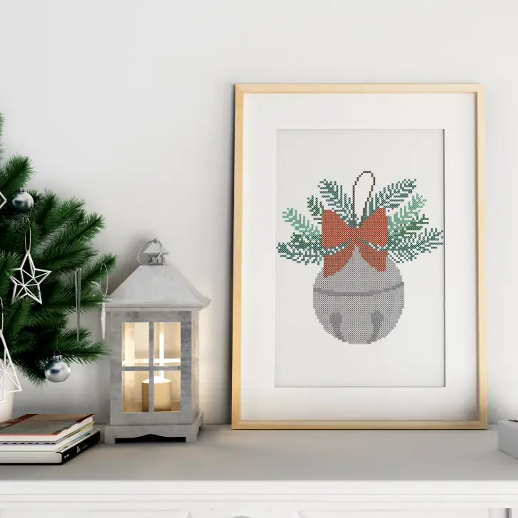 Free Sleigh bell cross stitch pattern