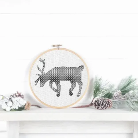 Image for FREE Blackwork embroidery reindeer pattern