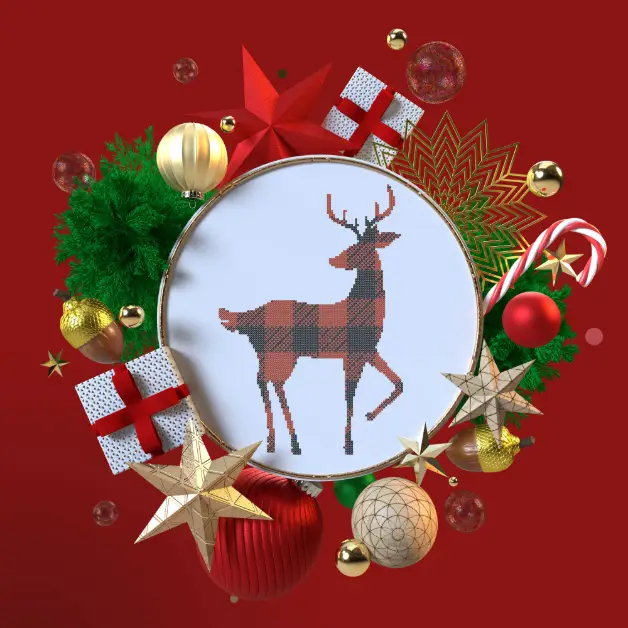 FREE Buffalo Plaid stag cross stitch pattern