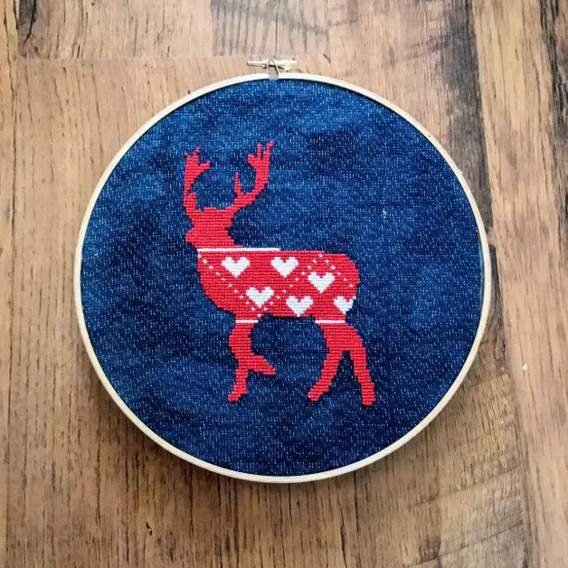 Free Nordic stag cross stitch pattern
