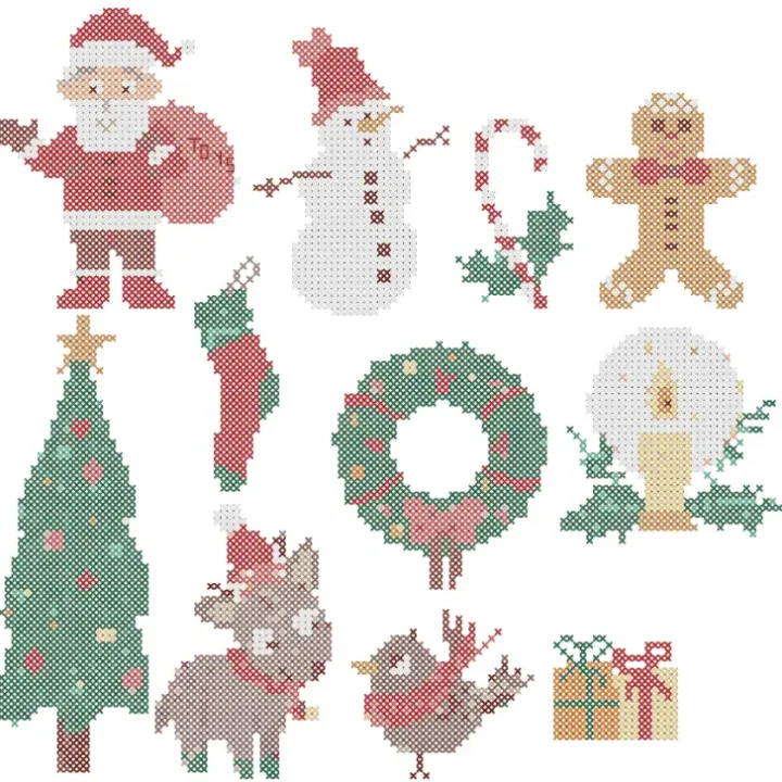 Image for 11 Charming Christmas Cross Stitch Motifs for Your Cards (+ Free PDF Pattern)