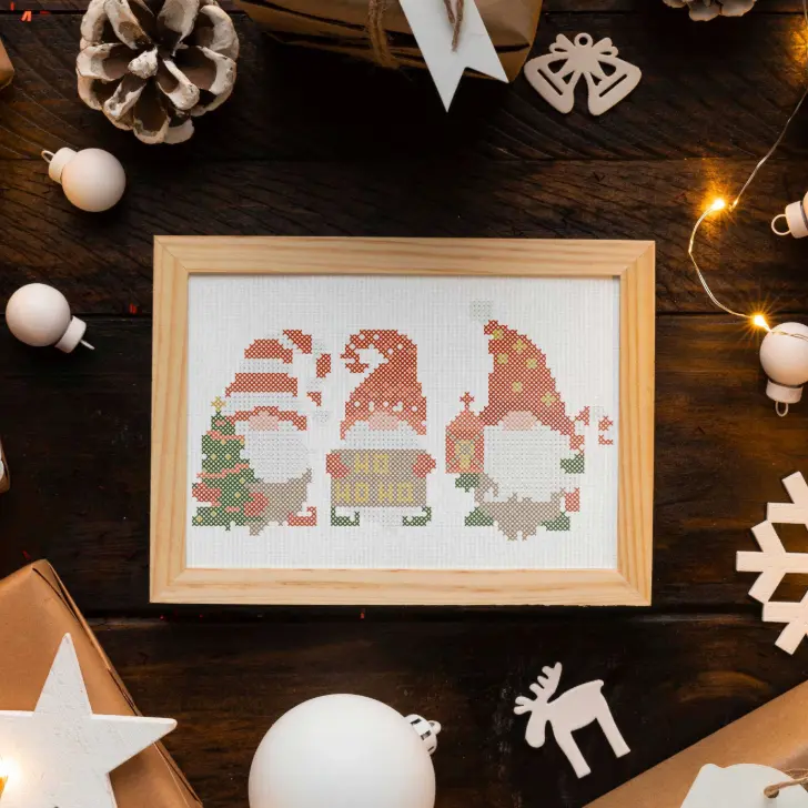 Christmas Gonks Trio Free Cross Stitch Pattern