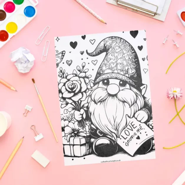 Free Valentine Gnome Colouring Printables!