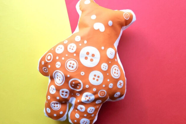 button bear stuffed animal made from a svg file and heat transfer vinyl