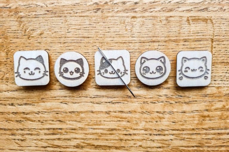 set of five kitty laser cut needle minders