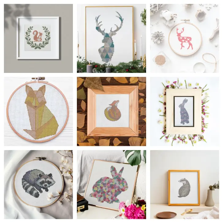 Free woodland animals cross stitch collection