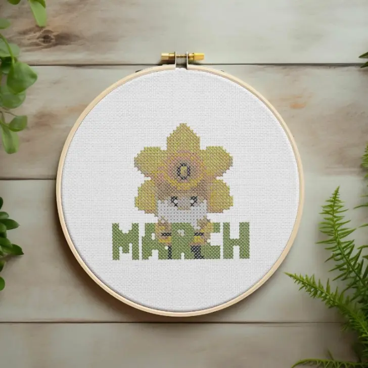 March Gnome (free cross stitch pattern)