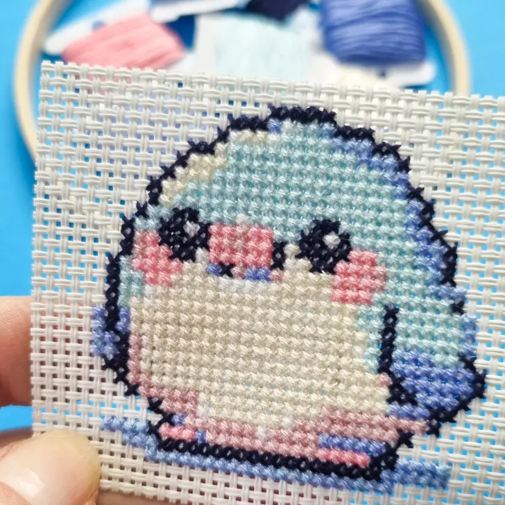 embroidered chubby blue bird cross stitch
