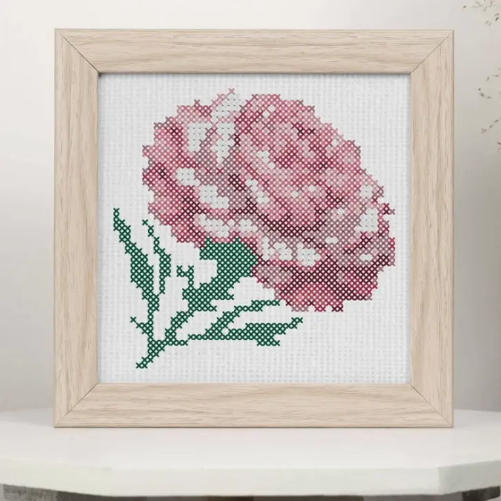 Simple Carnation Cross Stitch Pattern (Free PDF)