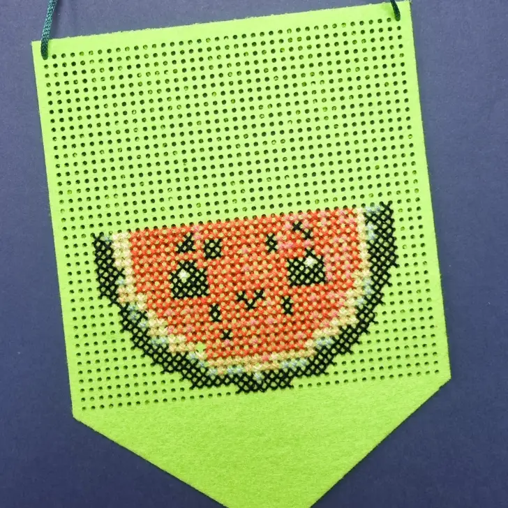 Free happy watermelon cross stitch