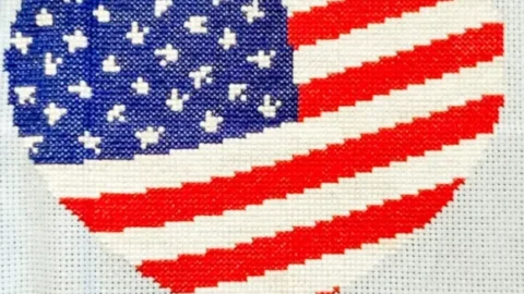 Image for stars and stripes heart cross stitch