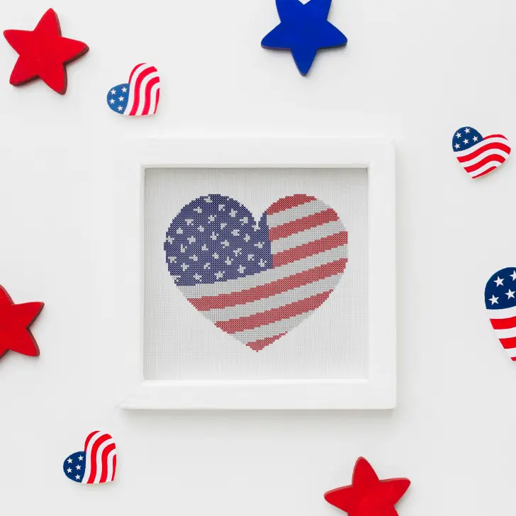 Free stars and stripes heart cross stitch