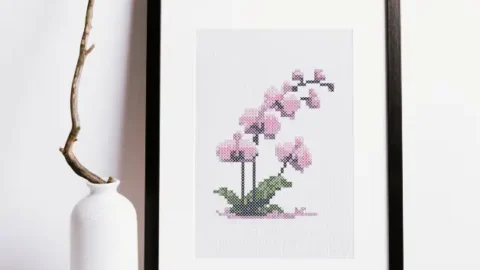 Image for Free purple orchid cross stitch pattern