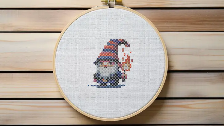 Free torchlight gnome cross stitch pdf pattern