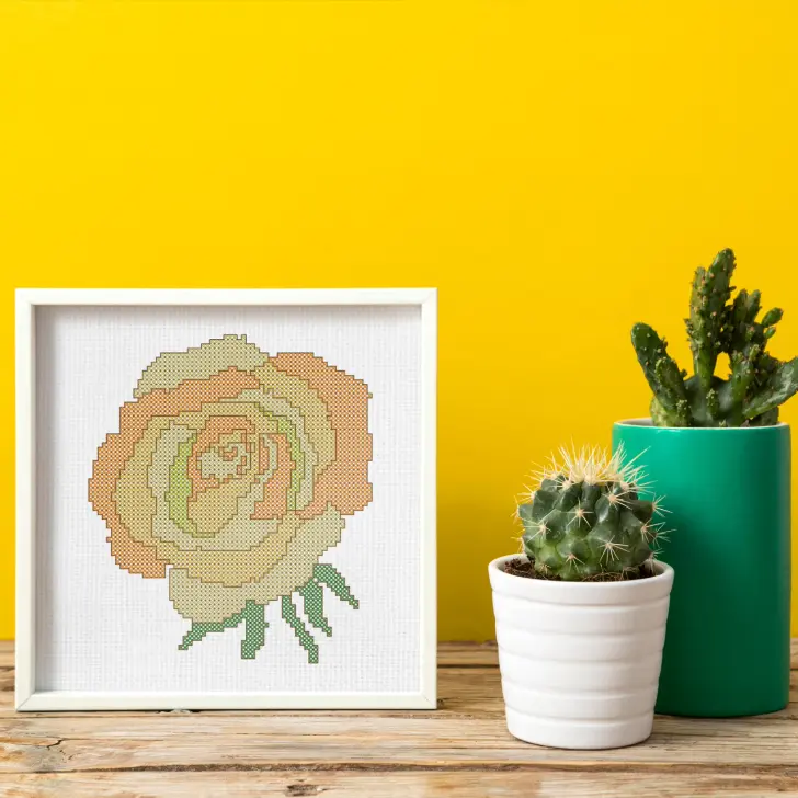 Yellow rose cross stitch (free)