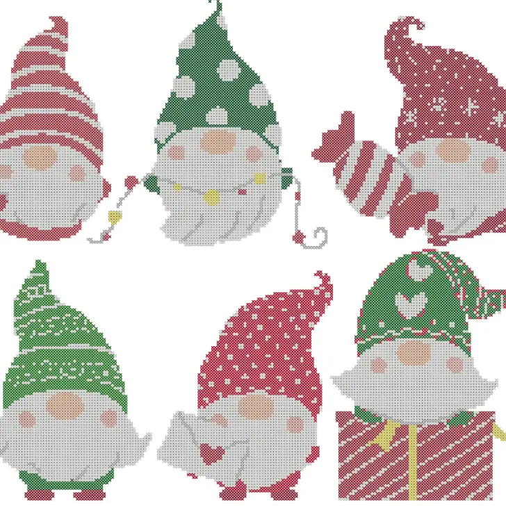 FREE Christmas gnomes cross stitch pattern