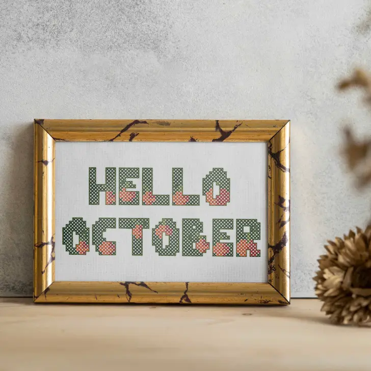 Hello October cross stitch pattern (free)