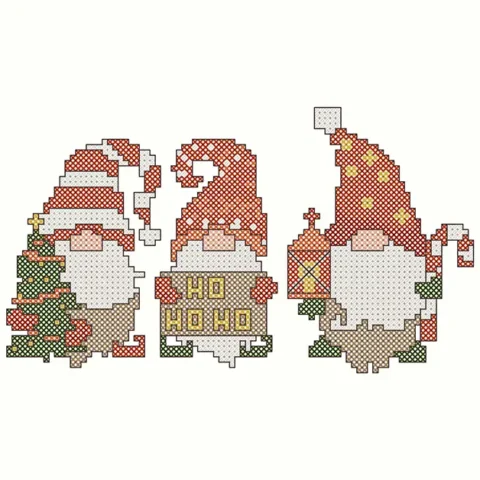 Image for FREE Christmas Gonks Trio Cross Stitch Pattern *updated