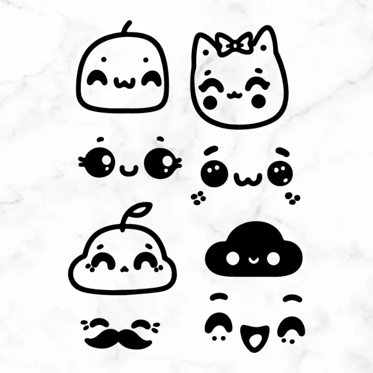 8 free cute faces svg