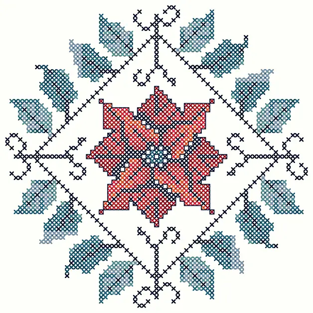 Christmas Poinsettia cross stitch pattern – instant download *updated