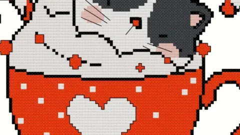 Image for Hot chocolate cat cross stitch (free)