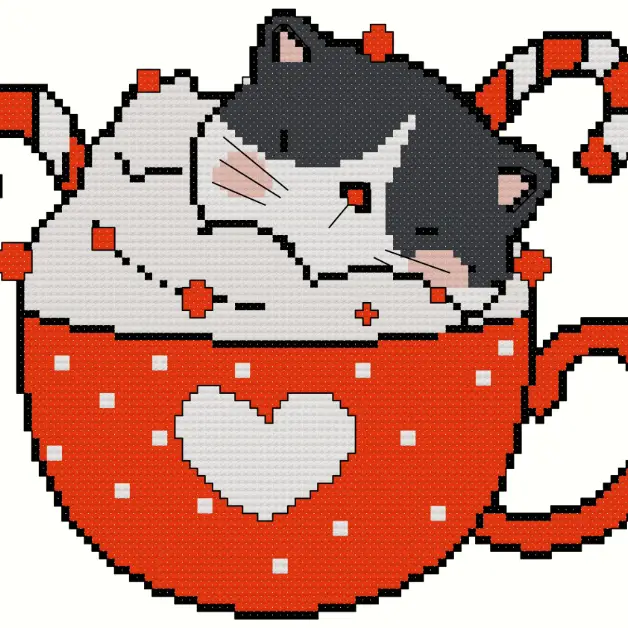 FREE Hot Chocolate Cat Cross Stitch Pattern *updated