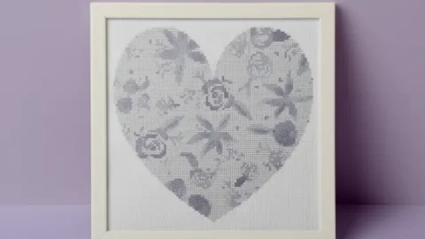 Image for Purple rose heart cross stitch