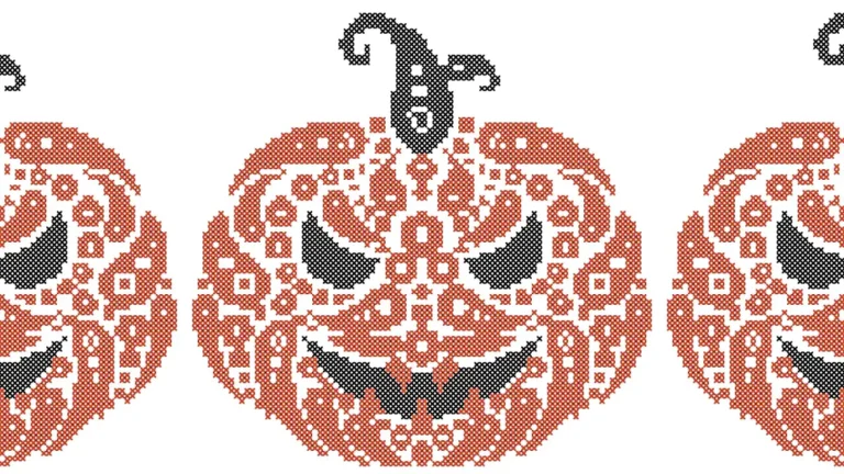 Free modern pumpkin cross stitch pattern