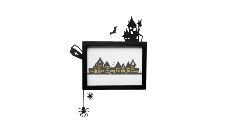 FREE Halloween tiny town cross stitch pattern