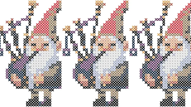 FREE Cross stitch Burns Night gnome pattern *updated