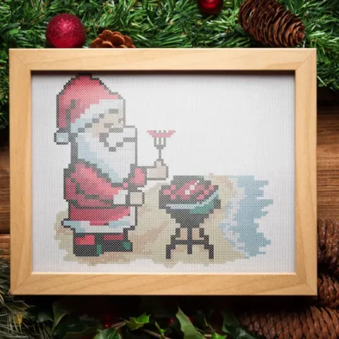 Image for FREE BBQ Santa cross stitch pattern