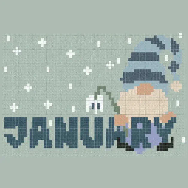 Free January gnome tapestry needlepoint pattern