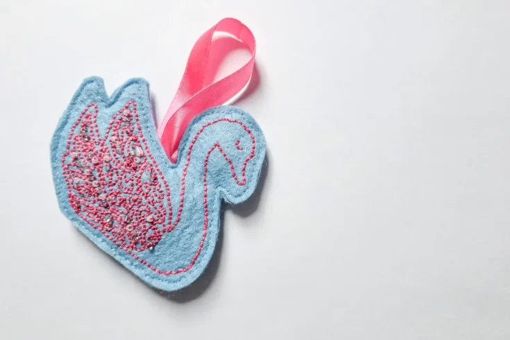 Image for Felt embroidered swan ornament (free pattern + tutorial)