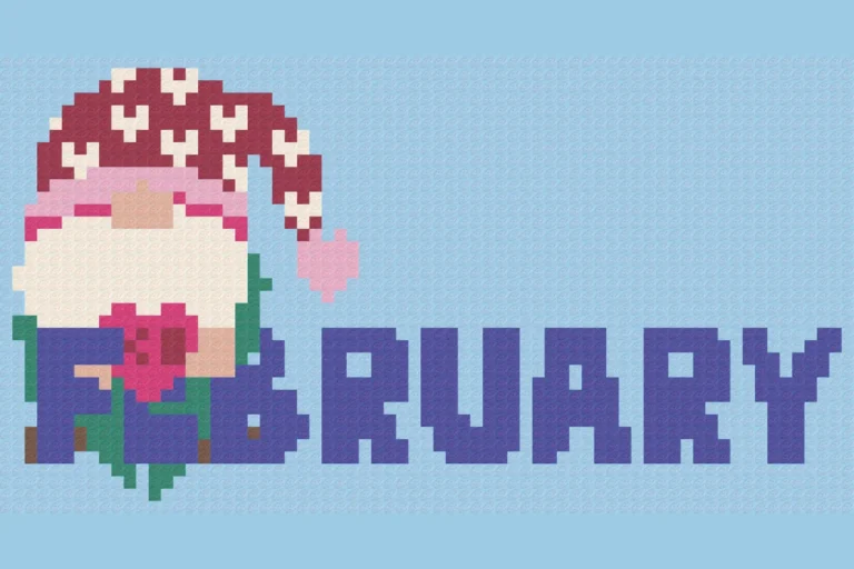 Free February gnome tapestry needlepoint pattern