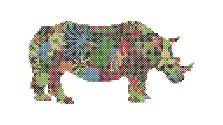 Image for Jungle Rhino cross stitch (free)
