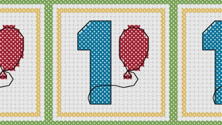 Free cross stitch 1st Birthday card pattern